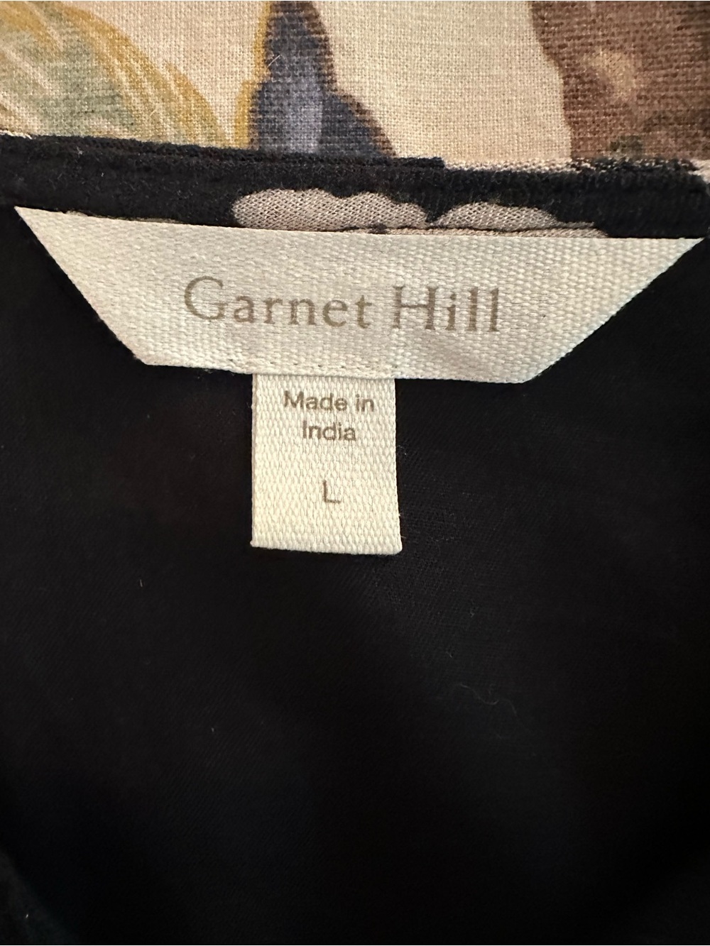 Garnet Hill 100% Viscose Black Floral V-Neck Tunic Dress - Size L - Picture 5 of 6